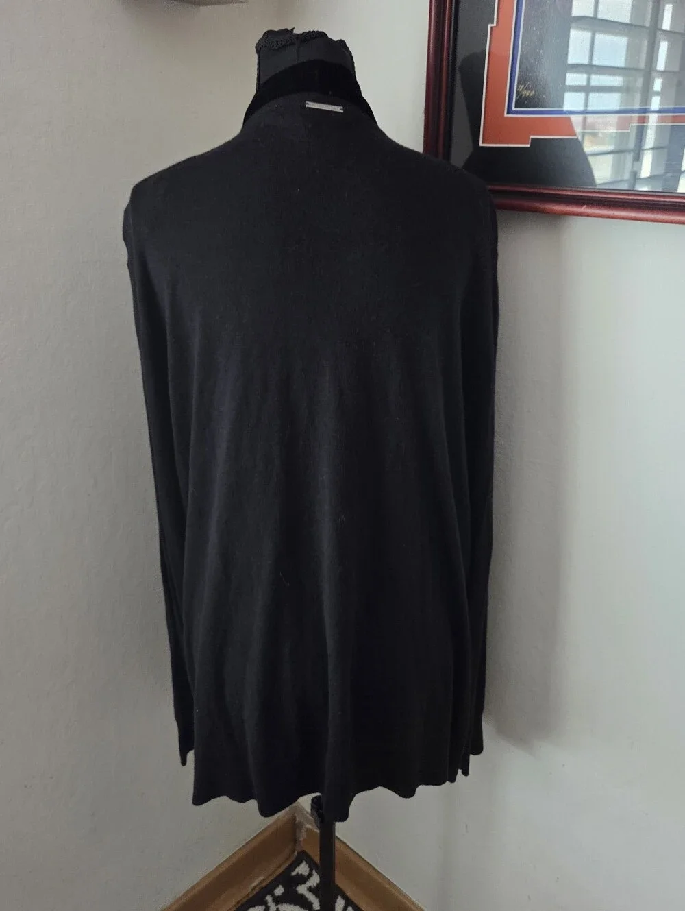 Michael Kors Black Draped Open-Front Velvet Mixed Media Sweater Cardigan 3X